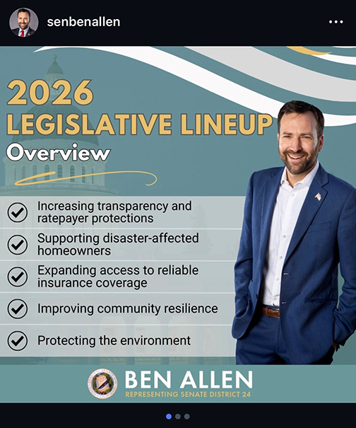 Teal graphic outlining Senator Allen’s policy goals for 2026