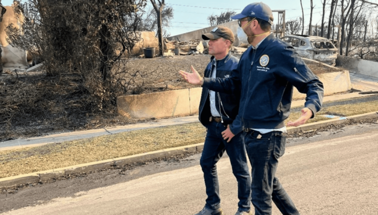 Senator Allen leads a tour through the burn scar with Senate President Pro Tem Emeritus McGuire