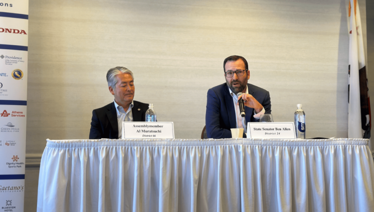 Senator Allen and Assemblymember Muratsuchi speak together on a panel