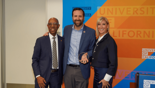 Senator Allen posing as UC Legislator of the Year award recipient